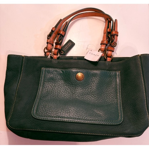 Coach Handbags - COACH Chelsea Nubuck leather Green Tote Purse Bag‎ C04S-9393 Vintage New W Tags